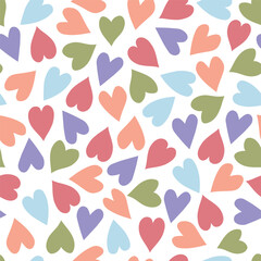 Cute illustrated colorful hearts on white background