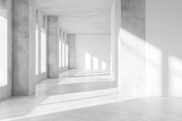Obraz premium Sunlit Modern Concrete Corridor: Minimalist Architecture