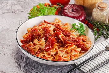Italian pasta with dry tomato