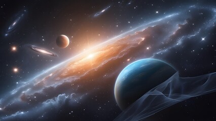 Obraz premium A cosmic landscape with stars and planets