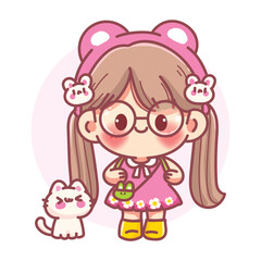 Bubble Tea Bliss cartoon Vector Illustration