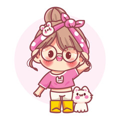 Whiskers and Wonder cartoon Vector Illustration