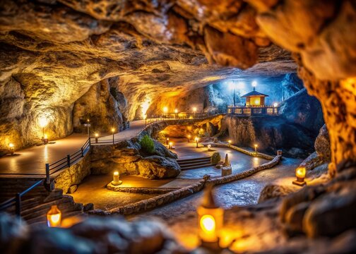 Enchanting Underground Cave Near Logne Castle, Ferrieres, Belgium - Summer Tilt-Shift Photography