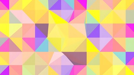 Obraz premium Geometric Abstract: A vibrant and colorful abstract background with a mosaic of geometric shapes, featuring a dominant yellow hue with accents of pink, purple, and blue.