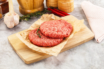 Raw beef minced meat cutlet