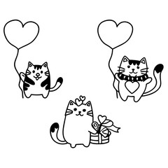 happy valentine day cats and hearts