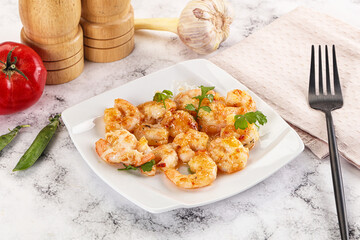 Stir fried prawn in sweet and sour sauce