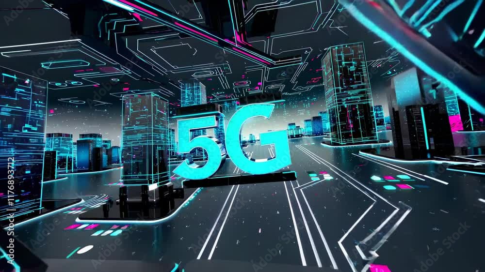 Leinwandbilder exploring futuristic 5g technology with vibrant visuals and dynamic connectivity concepts