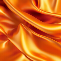 Fototapeta premium A close-up of vibrant orange satin fabric, showcasing its smooth texture and luxurious sheen for creative projects.