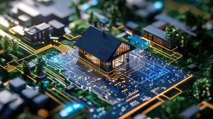 Obraz premium Exploring smart home trends in future living spaces virtual environment digital conceptualization technology showcase