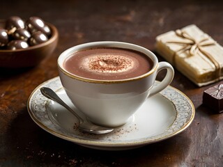 Obraz premium a cup of sweet hot chocolate in the winter