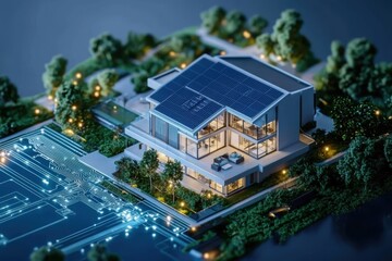 Smart home program tutorials modern house digital resources scenic neighborhood aerial view innovative technology for home automation