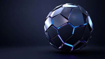 Naklejka premium A futuristic soccer ball with a sleek, geometric design.