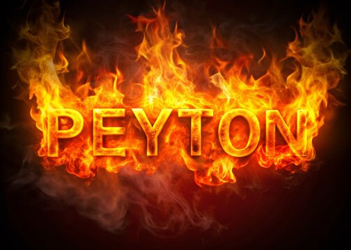 Fiery Name Art: Peyton in Blazing Flames - Stock Photo