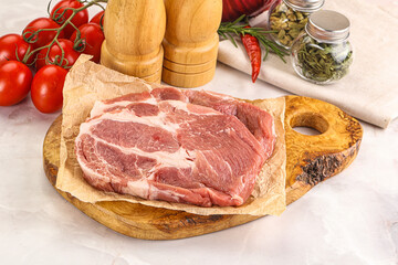 Raw pork neck steak sirloin