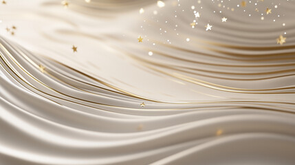 Elegant wavy fabric background with golden stars