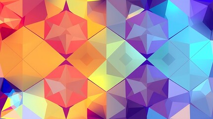 Fototapeta premium Abstract Geometric Pattern: Vibrant, multifaceted geometric shapes create a mesmerizing, abstract pattern that is both visually stimulating and dynamic. Each facet of the pattern shimmers with color.