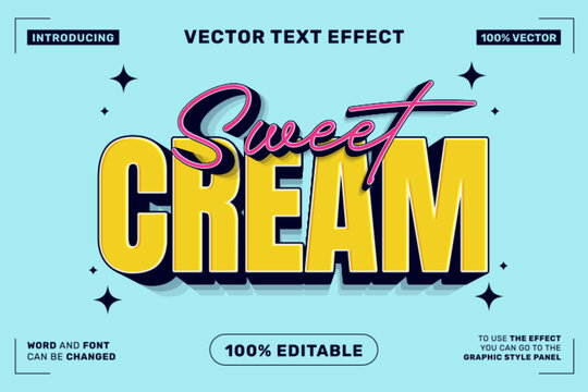 Editable text effect Sweet Cream 3d Cartoon template style premium vector