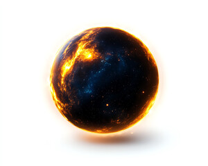 Fototapeta premium A glowing sphere representing a celestial body surrounded by fiery elements, showcasing the beauty of the universe.
