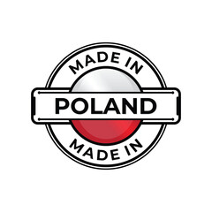 Made in Poland label icon emblem isolated on white background