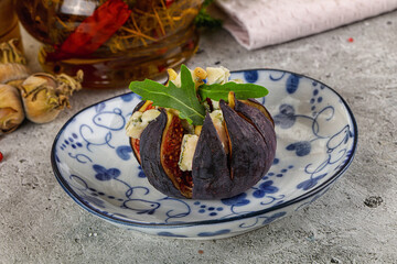 Fig with blue cheese and cedar