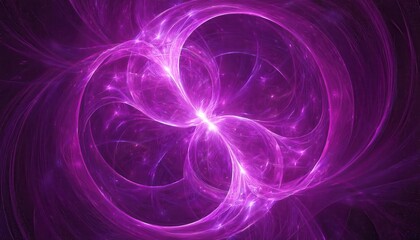 Stunning purple fractal vortex energy swirl depicting cosmic patterns and radiant light waves, ideal for sci-fi themes, digital art, or meditation background banner wallpaper