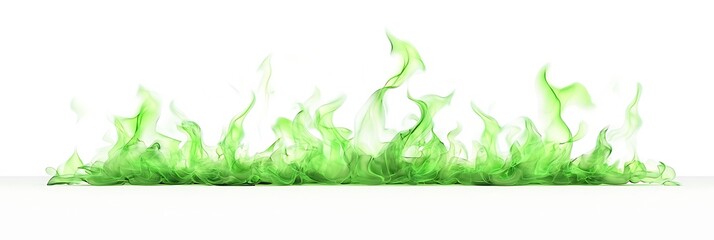 Elegant fire design with green flames, neatly positioned on white background