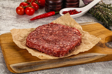 Raw beef burger cutlet for grill