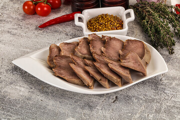 Sliced boiled pork tongue snack