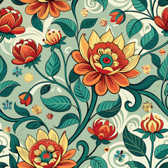 Seamless Vintage Floral Pattern - Elegant Decorative Flower Design