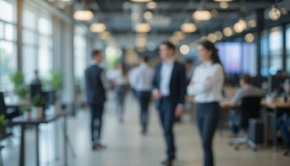 Blurred Motion in Modern Office Space 