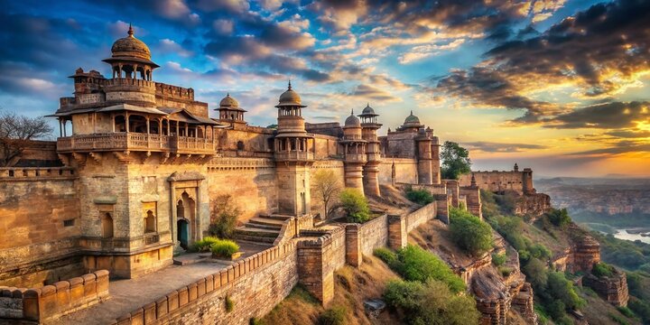 Gwalior Fort Ruins: Majestic Exterior of a Madhya Pradesh Palace