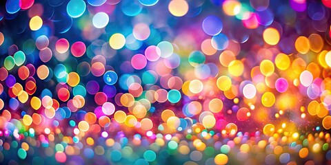 Naklejka premium Colorful abstract bokeh lights with a blurred background, abstract, vibrant, colors, light, festive, decoration, glowing