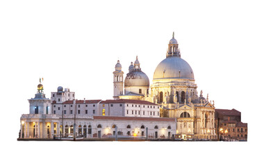 Obraz premium Skyline of Venice, Italy isolated on transparent white png. Church of Basilica Salute