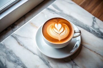 Heart Latte Art in Modern Coffee Shop - Architectural Photography