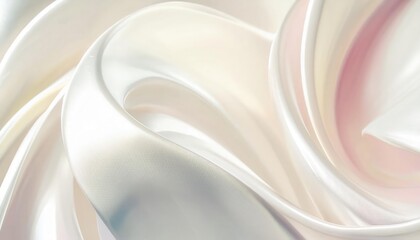 Fototapeta premium Luxurious Flowing White Satin Fabric with Soft Shimmer and Delicate Swirls, Perfect for Elegant Design, Wedding Decor, or Textiles