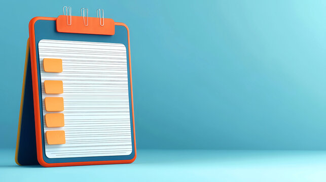 Remote work team solution. A colorful notepad with sticky notes against a blue background.