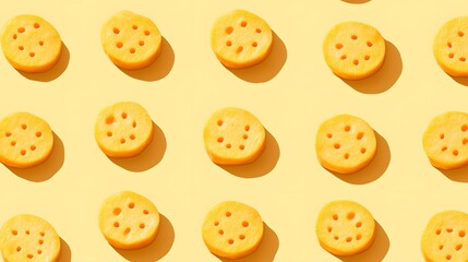 Fototapeta premium Bright Yellow Slices: Food Pattern Art