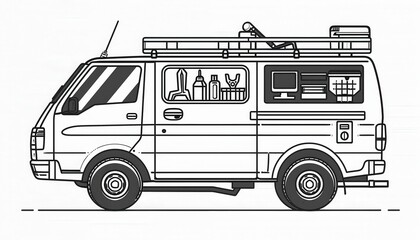 A compact van transformed into a mobile workshop. Ideal for tradespeople or DIY enthusiasts needing tools and workspace on the go.