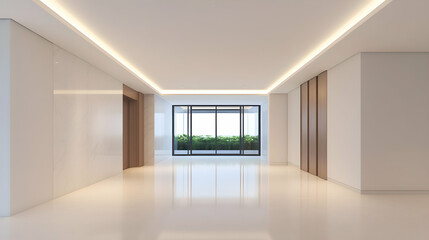 Modern interior hallway with natural light.