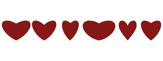 Red hearts set, simple hearts, red hearts silhouettes