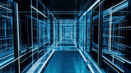 Digital Architecture: A Futuristic Cityscape of Interconnected Spaces