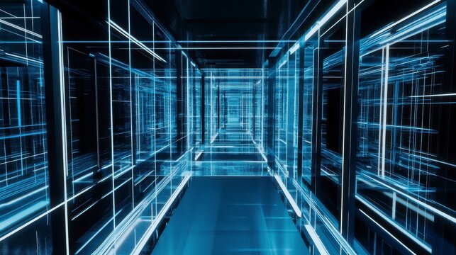 Digital Architecture: A Futuristic Cityscape of Interconnected Spaces