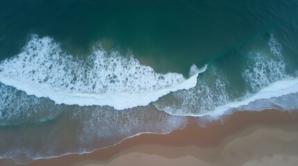 Fototapeta premium Areal Photo of Ocean Waves and Beach