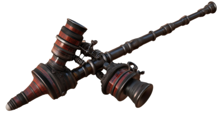 Ancient Ritualistic Pipe: A close-up of a intricately crafted pipe, with its rustic design and intricate details, evokes a sense of ancient rituals and forgotten traditions.