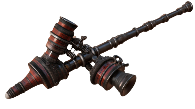 Ancient Ritualistic Pipe: A close-up of a intricately crafted pipe, with its rustic design and intricate details, evokes a sense of ancient rituals and forgotten traditions.