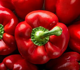 Red bell pepper top view full frame