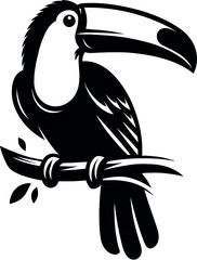 Toucan Bird Vector Black Silhouette Cricut Design for T-Shirt