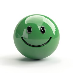 Emerald green Smiley emoji against a clean white background with a hint of texture