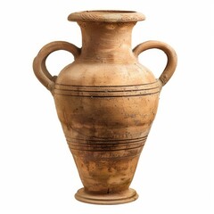 Clay amphora with two handles and a narrow neck, showcasing ancient pottery techniques and historical significance